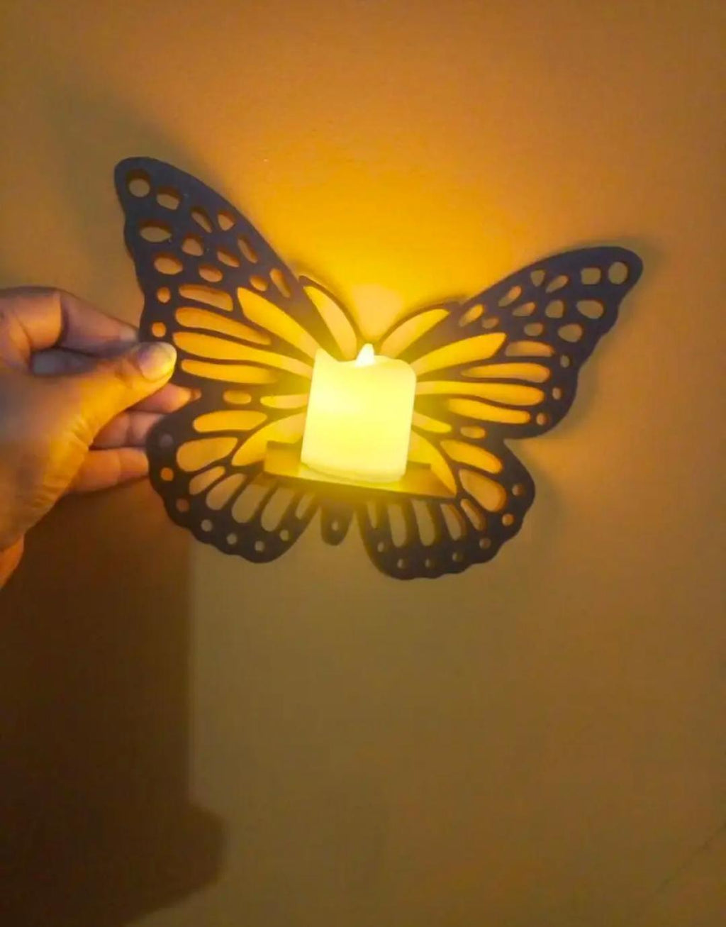 Butterfly Wall Shelf Set of 3 Black MDF Corner Decor WALL OR ROOM
