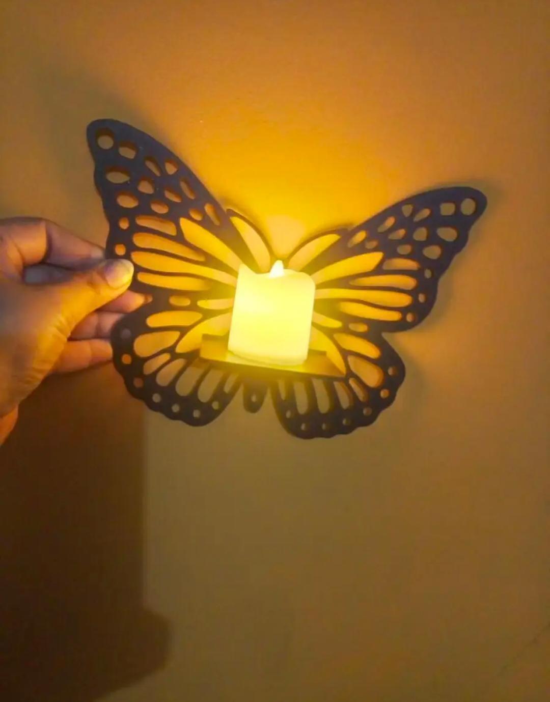 Butterfly Wall Shelf Set of 3 Black MDF Corner Decor WALL OR ROOM