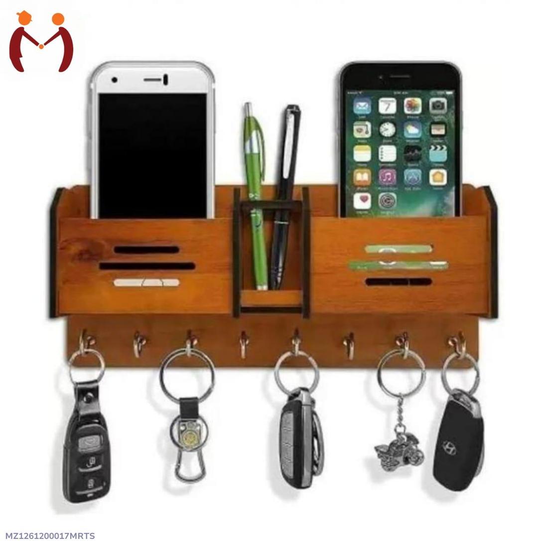 Holder Brown MDF Wall Mount mobile and keys keeper