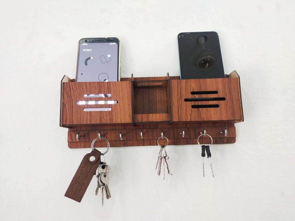 Holder Brown MDF Wall Mount mobile and keys keeper