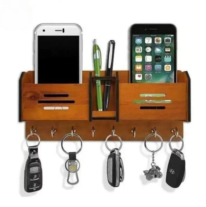 Holder Brown MDF Wall Mount mobile and keys keeper